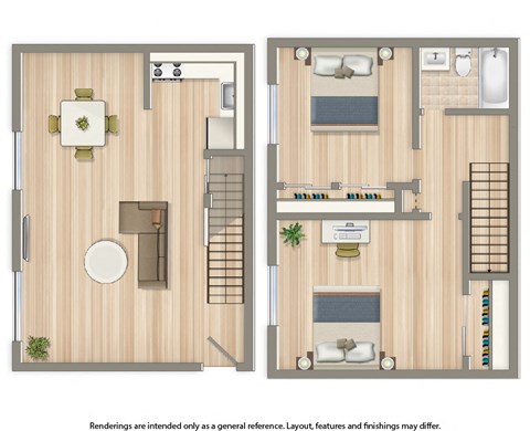 Floor plan for 2 beds, 1 bath, 850 sqft